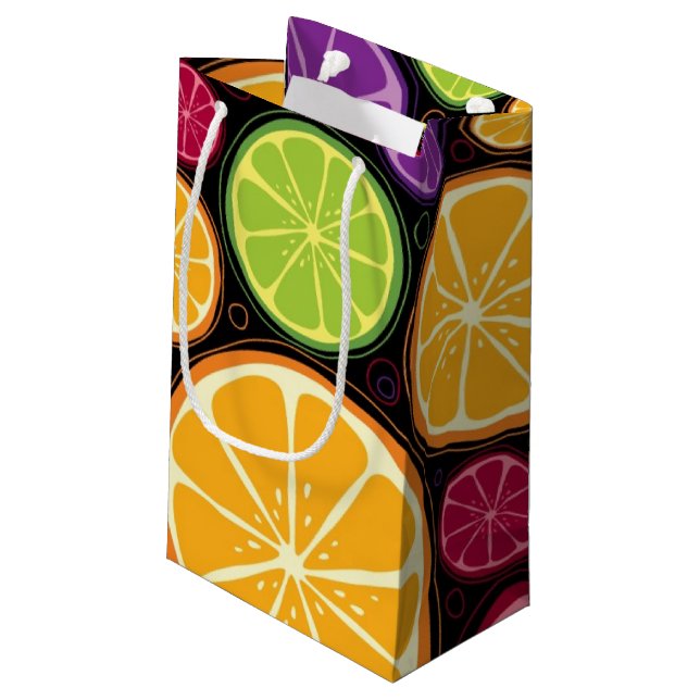 Orange Muster und Hintergrund Kleine Geschenktüte (Rückseite Schrägansicht)