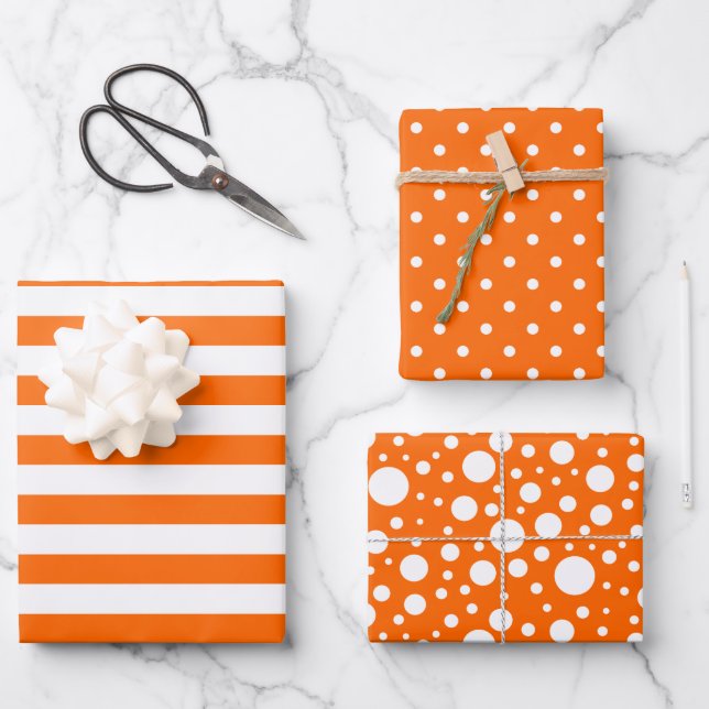 Orange Muster Wrapping Paper Sheet Set Geschenkpapier Set (Vorderseite)