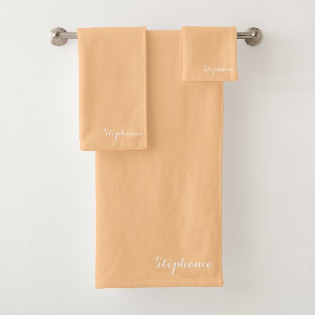 Orange Name Modern elegante Monogram Boho Badhandtuch Set (Insitu)