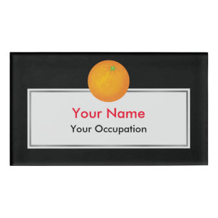 Orange Namenschild