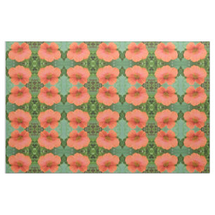 Orange Nasturtium Blume Floral Gemustert Stoff