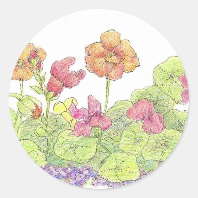 Orange Nasturtiums Hütte Frische Pasta machen Runder Aufkleber (Vorderseite)