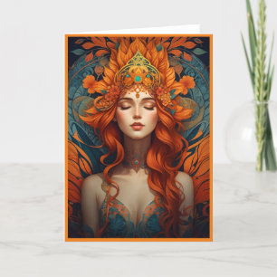 Orange Nature Goddess Grußkarte Dankeschön Karte