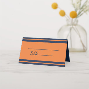Orange Navy Blau Gestreifte Geburtstagsfeier Platzkarte