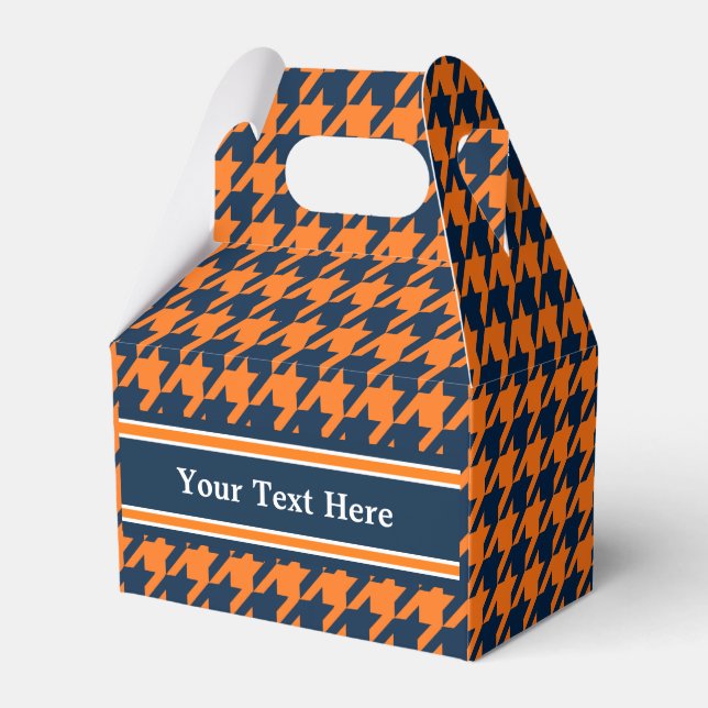 Orange/Navy-Blue-Hahnentrittmuster Geschenkschachtel (Vorderseite)