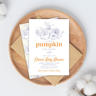 Orange Navy Burlap Little Pumpkin Baby Shower Einladung