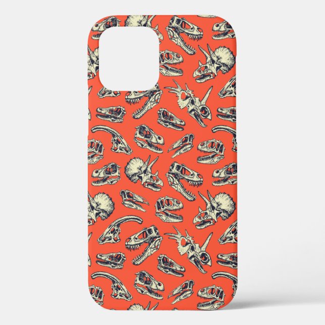 Orange & Navy Dinosaurier Skulls Case-Mate iPhone Hülle (Rückseite)