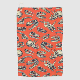 Orange & Navy Dinosaurier Skulls Golfhandtuch