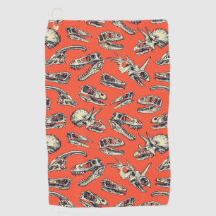 Orange & Navy Dinosaurier Skulls Golfhandtuch