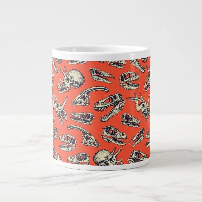 Orange & Navy Dinosaurier Skulls Jumbo-Tasse (Vorderseite)