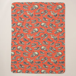 Orange & Navy Dinosaurier Skulls Sherpadecke