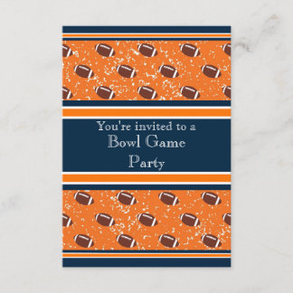 Orange & Navy Footballs Bowl Game/Birthday Party Einladung