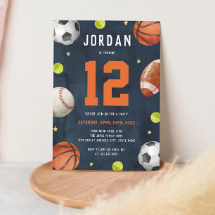 Orange-Navy-Sport-Geburtstag Einladung