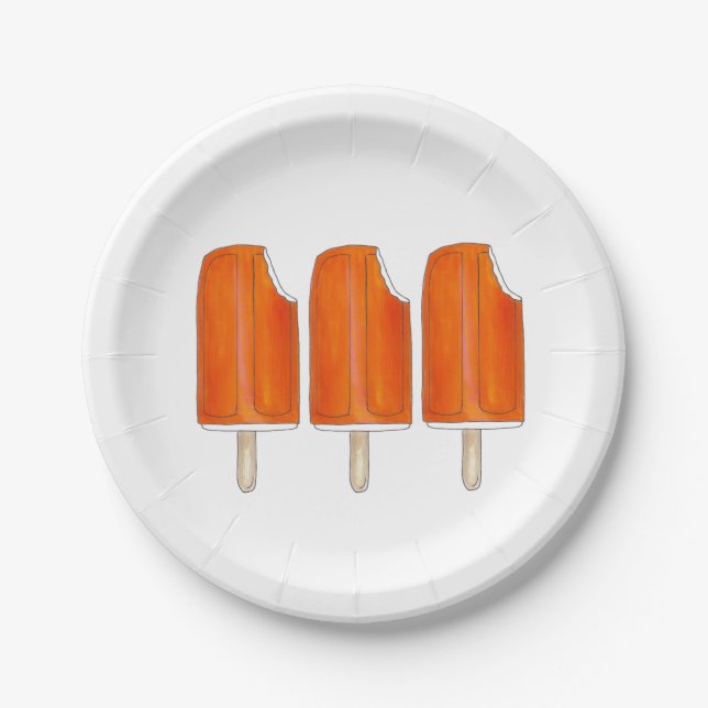 Orange n'Cream Creamsikel Eiscreme Popsicles Pappteller (Vorderseite)