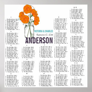 Orange Nelke Moderne Mason Jar Sitzordnung Poster