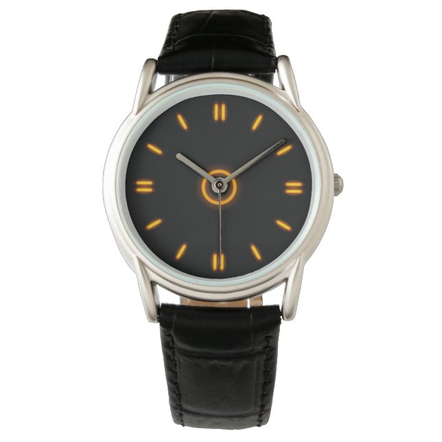 Orange Neon Armbanduhr (Vorderseite)