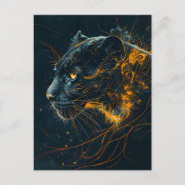 Orange Neon Black Panther Light Postkarte