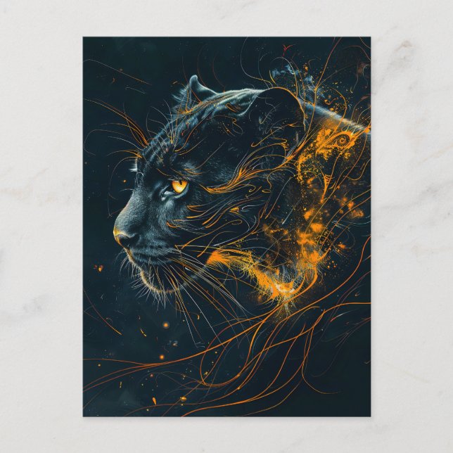 Orange Neon Black Panther Light Postkarte (Vorderseite)