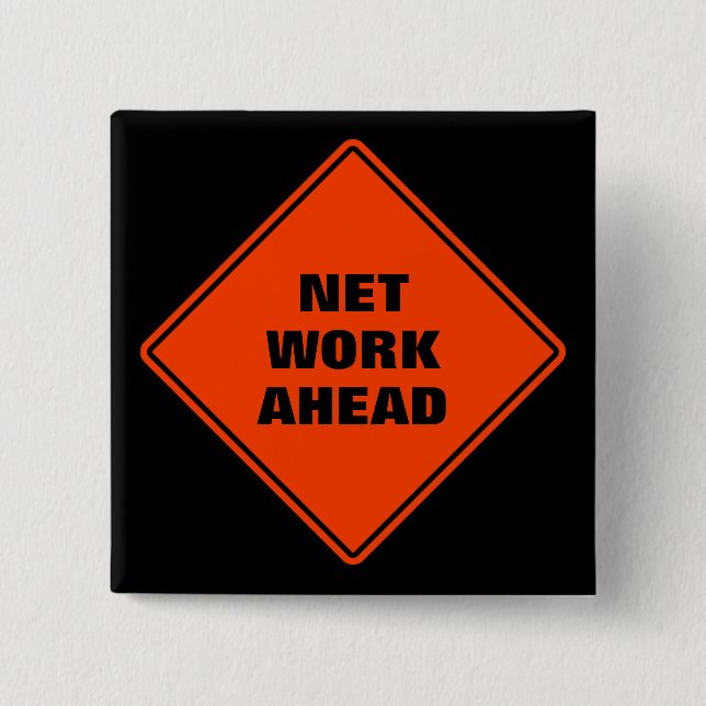Orange Network ahead klassisches Road-Schild Button (Vorderseite)