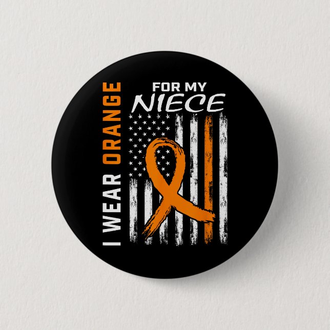 Orange Niece Multiple Sklerose Frau Flag Geschenke Button (Vorderseite)