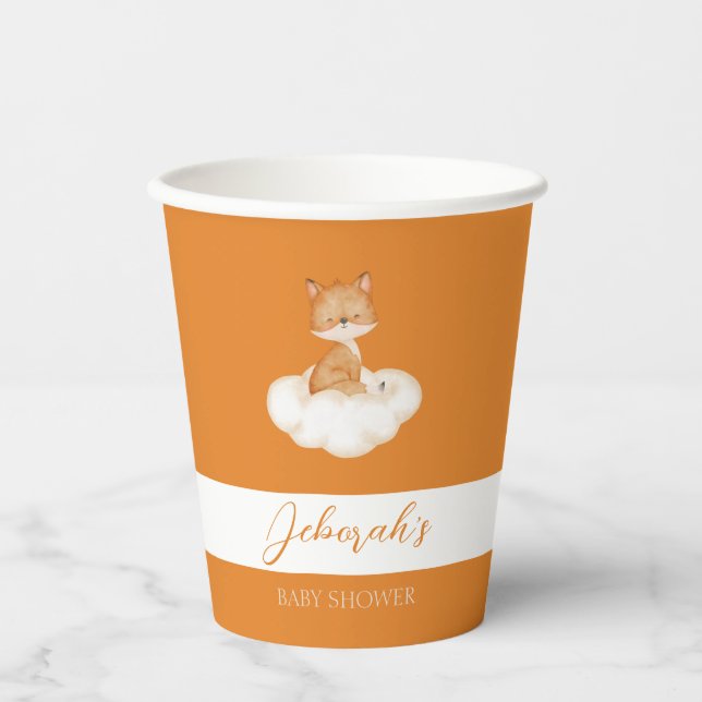 Orange Niedlich Fox Baby Duschpapierkissen Pappbecher (Vorderseite)
