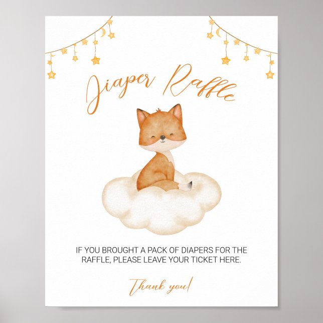 Orange Niedlich Fox Babydusche Windelwaschmaschine Poster (Vorne)