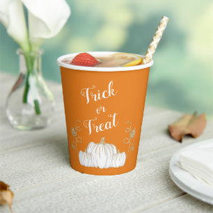 Orange Niedlich Pumpkin Trick oder Treat Halloween Pappbecher