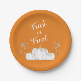 Orange Niedlich Pumpkin Trick oder Treat Halloween Pappteller