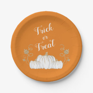Orange Niedlich Pumpkin Trick oder Treat Halloween Pappteller