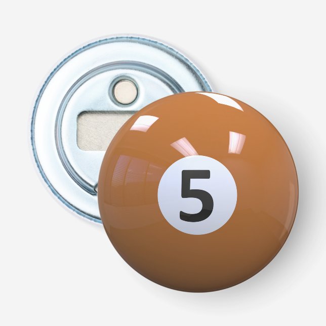 Orange No. 5 Billiard Pool Ball Flaschenöffner (Vorderseite)