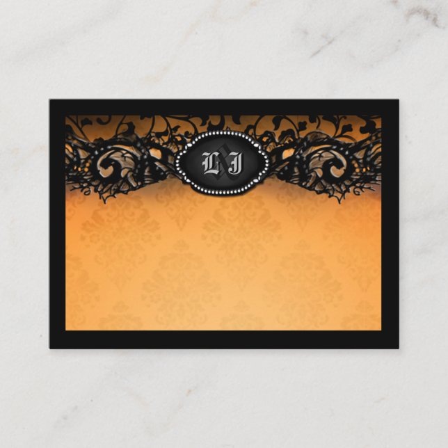 Orange Noir Élégant Halloween BLANK Cartes de lieu (Devant)