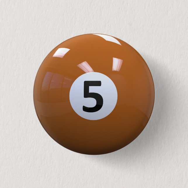 Orange Nr. 5- Billard-Pool-Ball Button (Vorderseite)