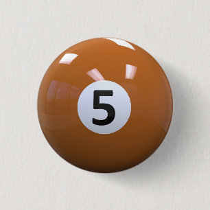 Orange Nr. 5- Billard-Pool-Ball Button