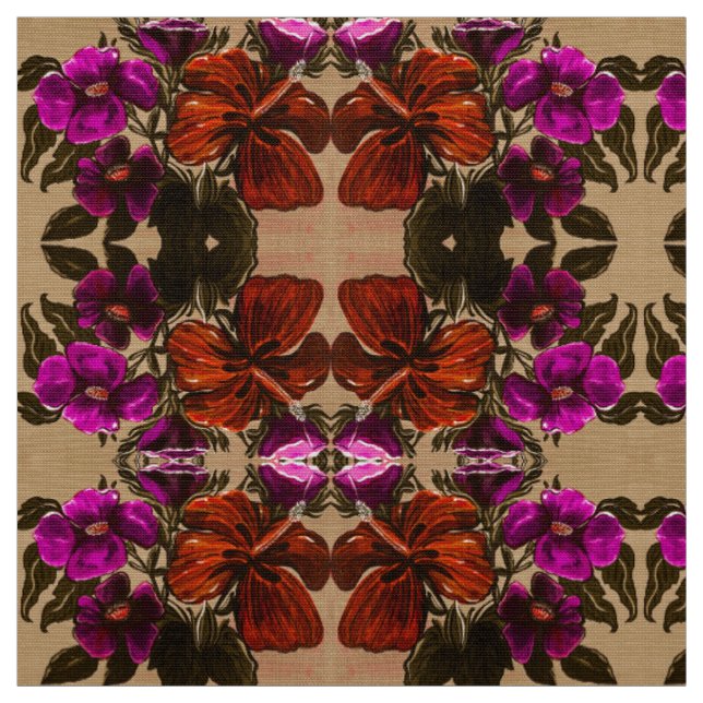Orange Nutmeg Lilly Fabric Stoff (Muster)
