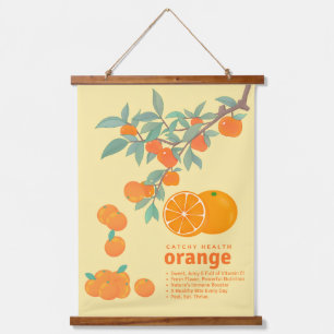 Orange Obst Bildung Gesunde Ernährung Küche Wandteppich Mit Holzrahmen