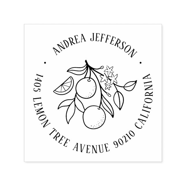 Orange Obst und Blume Individuelle Name Rücksendea Permastempel (Design)