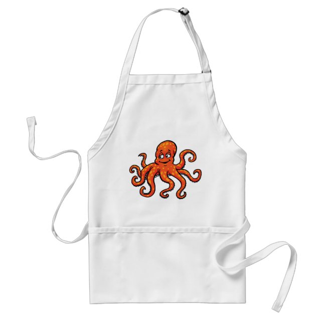 Orange Octopus Cartoon Ocean Sea Creature Schürze (Vorne)