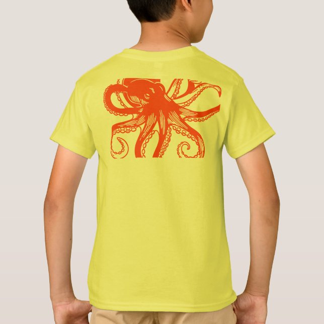 Orange Octopus Kids T-Shirt – Cute Sea Animal Tee  (Rückseite)