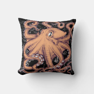 Orange Octopus Tentacels Tinte Kissen
