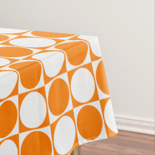 Orange & Off-White Grafik Muster Tischdecke
