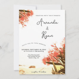 Orange Oleander Blume am Strand Hochzeit Einladung