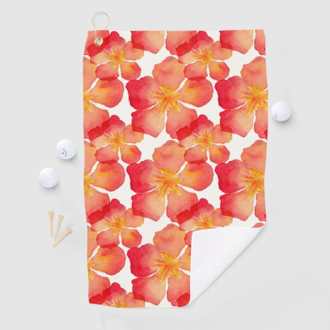 Orange Oleander-Blumenmuster Golfhandtuch (Insitu)
