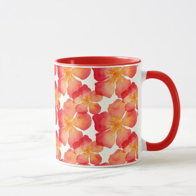 Orange Oleander-Blumenmuster Tasse (Rechts)