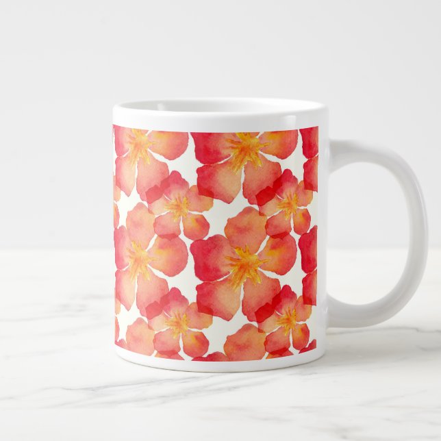 Orange Oleander Floral Muster Jumbo-Tasse (Rechts)