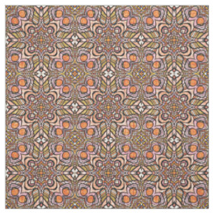 Orange Olive Green Retro Chic Nouveau Deko Muster Stoff