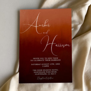 Orange Ombre Dark Glamour Boho Hochzeitseinladung Einladung