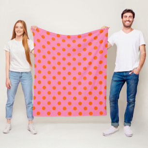 Orange on Pink Polka Dots Design Fleecedecke