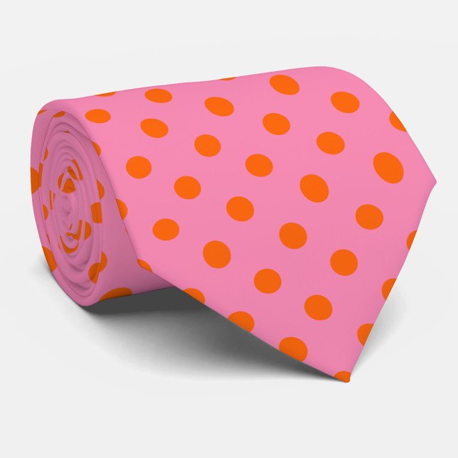 Orange on Pink Polka Dots Design Krawatte (Von Creator hochgeladen)