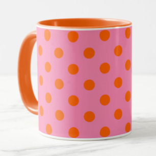 Orange on Pink Polka Dots Design Tasse