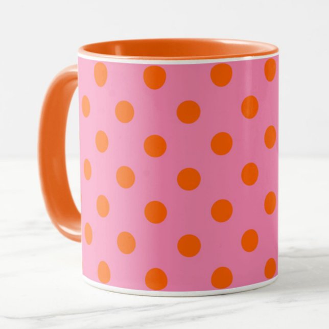 Orange on Pink Polka Dots Design Tasse (Von Creator hochgeladen)